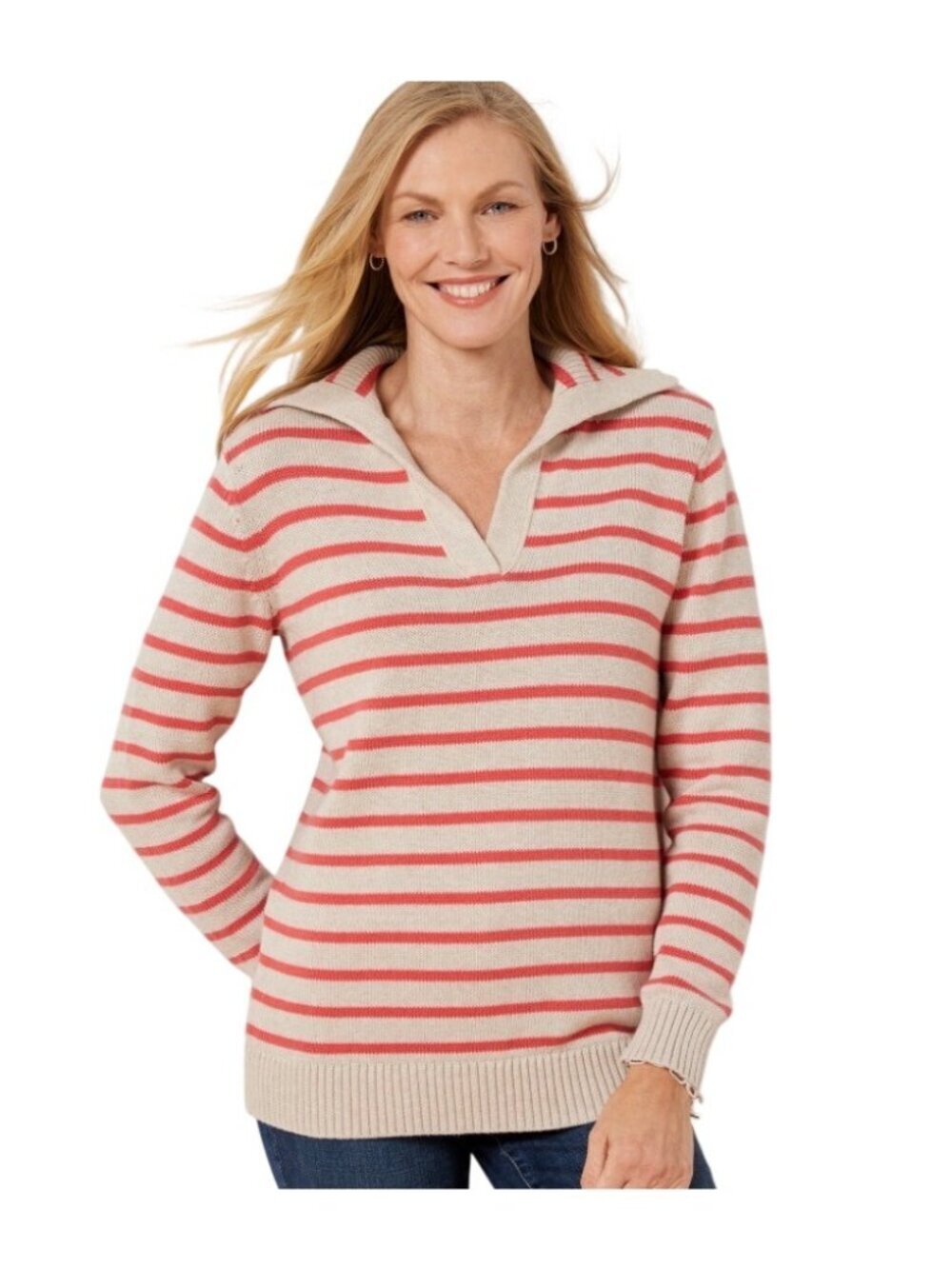 Talbots Plus Cotton Blend Johnny Collar Pullover Size 3X colorful
